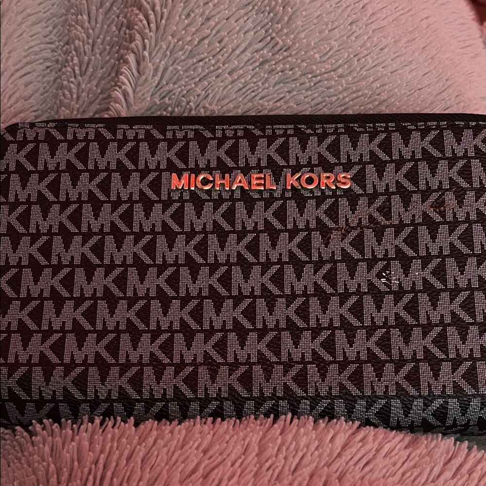 Michael Kors Black and Brown Logo Clutch